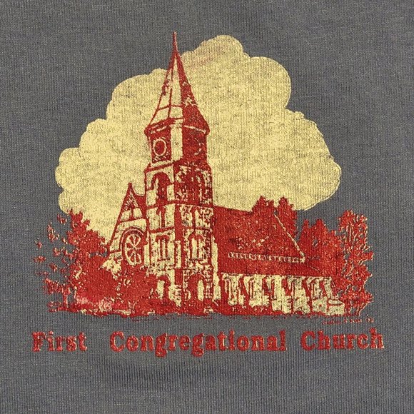 Vintage First Congregational Church Blue T-Shirt - Picture 3 of 6